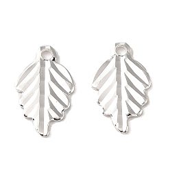 925 Sterling Silver Plated Brass Pendants, Leaf, 925 Sterling Silver Plated, 12x7x0.9mm, Hole: 1.2mm