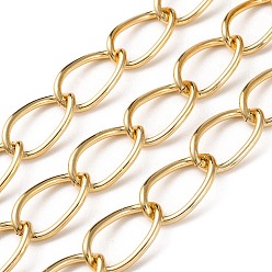 Golden Oxidation Aluminum Curb Chains, Unwelded, with Spool, Golden, 25x15x2mm, about 49.21 Feet(15m)/Roll