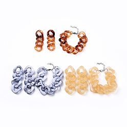Gemischte Farbe Baumeln Ohrring & Armbänder Schmuck-Sets, mit imitiertem Edelstein-Acryl und 304 Edelstahl-Befunden, Edelstahl Farbe, Gemischte Farbe, 7-1/4 Zoll ~ 7-7/8 Zoll (18.5~20 cm), 67~84 mm, Stift: 0.7 mm