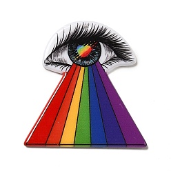 Eye Acrylic Pendants, Jewelry Making Findings, Eye Pattern, 48x44x2.5mm, Hole: 1.8mm