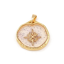 Звезда Подвески из прозрачной эпоксидной смолы из латуни, золотые, с блеском порошок, звезда, 18x20x3.5 мм, отверстие : 4.5x2.5 мм