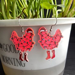 Лосось Акриловые серьги-подвески цыпочки, платина, salmon, 51x35 мм