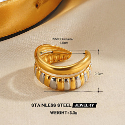 Другие 304 открытые кольца-манжеты из нержавеющей стали для женщин, золотые и нержавеющая сталь цвет, 9 мм, внутренний диаметр: 18 мм
