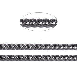 Черный Цвет Металла Латунные витой цепочки, бордюрные цепи, несварные, с катушкой, овальные, без свинца, без никеля и без кадмия, металлический черный , 1.8x1x0.36 мм, около 301.83 футов (92 м) / рулон