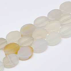 Натуральный Агат Натуральный белый агат бисер нитей, овальные, 14~15x10~11x5 мм, отверстие : 1 мм, около 28 шт / нитка, 15.3 дюйм ~ 16.1 дюйм