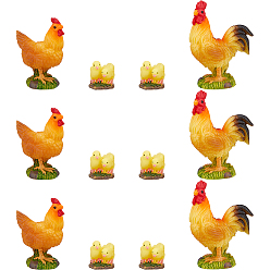 (52) Непрозрачная лаванда 12 шт. 3 стили смоляные животные демонстрационные украшения, для украшения рабочего стола домашнего офиса, цыпленок и петух, разноцветные, 15~24x17~41x18~56.5 мм