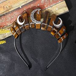 Тигровый глаз Натуральные резинки для волос с тигровым глазом, аксессуары для волос для женщин и девочек, луна, 155x113x40 мм