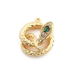 Золотой Латунные микро проложить кубического циркония подвески, змеиные чары, золотые, 17.5x15x7 мм, отверстие : 1 мм
