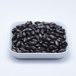 Black Spray Painted Drawbench Acrylic Beads, Oval, Black, 12x6mm, Hole: 1mm, about 2000pcs/500g