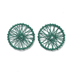 Green Spray Painted Alloy Pendants,  Bicycle Wheel Charm, Green, 30x2.5mm