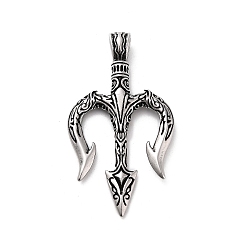 Античное Серебро 304 из нержавеющей стали большие кулоны, амулет с тремя вилками, античное серебро, 59x32x5 мм, отверстие : 7x4 мм