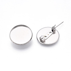 Нержавеющая Сталь Цвет 304 брошь из нержавеющей стали, кабошон., плоско-круглые, цвет нержавеющей стали, 21.5 мм