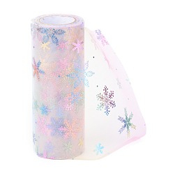 Бежевый Сетчатые ленты christams deco, блестящая ткань тюля, для подарочной упаковки diy craft, украшение стены домашней вечеринки, снежинка шаблон, бежевые, 5-7/8 дюйм (149 мм), 10 ярдов / рулон (9.14 м / рулон)