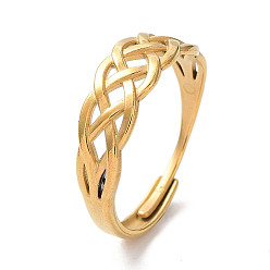 Золотой Ионное покрытие (IP) 304 полые регулируемые кольца из нержавеющей стали с матросским узлом, золотые, внутренний диаметр: 18.4 мм