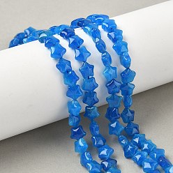 Темно-Голубой Окрашенные нити из натурального малайзийского нефрита в виде звездочек, глубокое синее небо, 7.5x8x4.5 мм, отверстие : 0.8 мм, около 55~59 шт / нитка, 15.16''~15.55'' (38.5~39.2 см)