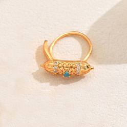 Темно-Голубой Элегантные винтажные латунные кольца с колоннами и паве из кубического циркония для женщин, золотые, глубокое синее небо