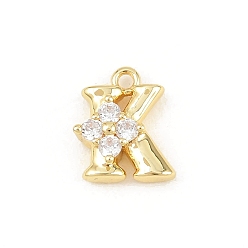 Letter K Латунные микропаве прозрачные кубические циркониевые подвески, долговечный, стойки покрытие, без кадмия и без свинца, реальный 18 k позолоченный, Письмо K, 10.5x8.5x3.5 мм, отверстие : 1.2 мм