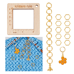 Белый Навахо Инструмент для вязания свитера из сплава и дерева, линейка плотности, навахо белый, шестиугольник: 1x1.15x0.15см