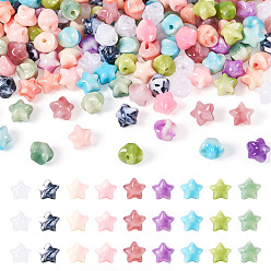 (52) Непрозрачная лаванда 200 непрозрачные акриловые бусины, имитация драгоценных камней, звезда, разноцветные, 11x10.5x9.5 мм, отверстие : 2 мм