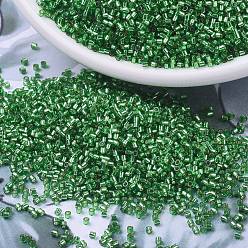 (DBS0046) Silverlined Green MIYUKI Delica Beads Small, Cylinder, Japanese Seed Beads, 15/0, (DBS0046) Silverlined Green, 1.1x1.3mm, Hole: 0.7mm, about 35000pcs/bag, 100g/bag