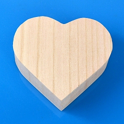 Bisque Valentine's Day Theme Wooden Ring Storage Box, Heart Shaped Ring Case, Bisque, 10x10x4cm