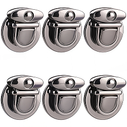 Черный Цвет Металла 6 шт. плоские круглые застежки-замки для сумок из сплава, замки для большого пальца кошелька, для аксессуаров для замены сумок, металлический черный , 3.9 см