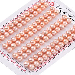 Pink Сорт 6бусины из натурального культивированного пресноводного жемчуга, половине просверлил, полукруглые бусины, розовые, 6.5~7x5 мм, отверстие : 1 мм