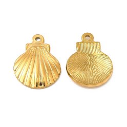Золотой Ионное покрытие (ip) 304 подвески из нержавеющей стали, шарм из ракушек, золотые, 20.5x16x2.5 мм, отверстие : 1.6 мм