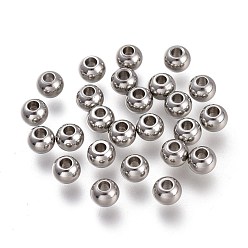 Edelstahl Farbe Anlaufgeschützt 202 Edelstahlperlen, Rondell, Edelstahl Farbe, 4x3 mm, Bohrung: 1.5 mm