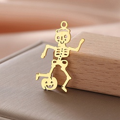 Настоящее золото 18K Шкентели нержавеющей стали, скелет, реальный 18 k позолоченный, 28x13 мм