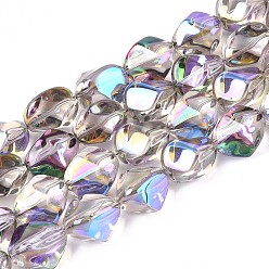 Гейнсборо Гальванизируйте прозрачное стекло бисер нитей, бусы из искусственного камня, самородки, светло-серые, 16.5~17x13~15x13~15 мм, отверстие : 1 мм, около 39~40 шт / нитка, 25.79~ 26.38 дюйм (65.5~67 см)