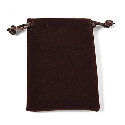Кокосово-Коричневый Бархатные сумки на шнурке для украшений, прямоугольные, для серег колец ожерелья, кокосового коричневый, 9.1x7.1x0.5 см