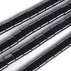 Non-magnetic Hematite Electroplated Non-magnetic Synthetic Hematite Multi-Strand Links, Two-Hole, Square, 6x6.5x3mm, Hole: 1.4mm, about 68pcs/strand, 15.82 inch(40.2cm)