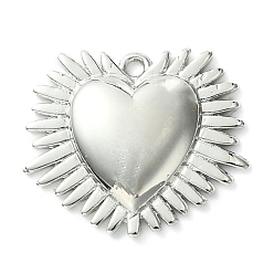 Платина Стойки обшивки латунные подвески, долговечный, без свинца и без кадмия, сердце, платина, 17x19x3 мм, отверстие : 1.2 мм