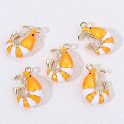 Золотистый Подвески из эмали и сплава, золотые, очарование раков, золотые, 19x12x5.5 мм, отверстие : 1.4 мм