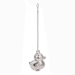 Stainless Steel Color Tarnish Resistant 304 Stainless Steel Tea Infuser, Duck with Chain Hook, Tea Ball Strainer Infusers, Stainless Steel Color, 165mm