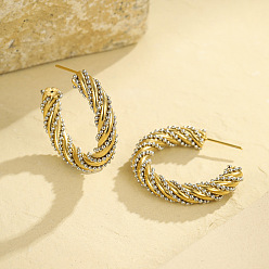 Другие 304 из нержавеющей стали серьги, золотые, с формой, 31.3x5.3 мм