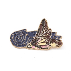 Cloud Moth Enamel Pin, Light Gold Alloy Brooch for Backpack Clothes, Cloud Pattern, 23.5x38x1.5mm, Pin: 0.6mm