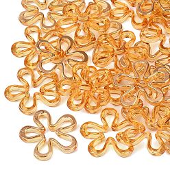 Goldenrod Transparent Acrylic Beads, Golden Metal Enlaced, Flower, Goldenrod, 42x43x6.5mm, Hole: 2mm, about 160pcs/500g