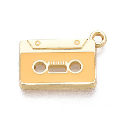 Золотистый Подвески из эмали и сплава, ленточные подвески, золотые, без кадмия, без никеля и без свинца, золотые, 13.5x19.5x2 мм, отверстие : 1.8 мм