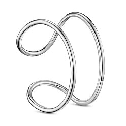 Platinum Rhodium Plated 925 Sterling Silver Cuff Rings, Open Rings, Platinum, Size 8, 18.4mm