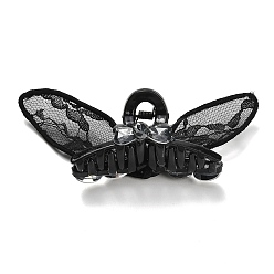 Черный Заколки для волос из полиэстера, смолы и стразов., кружева бантом, чёрные, 36x72x34 мм