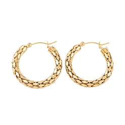 Настоящее золото 18K Ионное покрытие (ip) 304 серьги-кольца из нержавеющей стали для женщин, кольцо из попкорна, реальный 18 k позолоченный, 30x4 мм