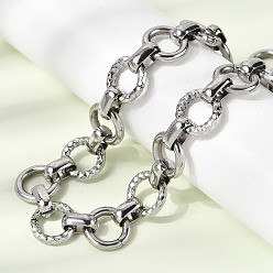 Нержавеющая Сталь Цвет 13мм 304 цепочка из нержавеющей стали с текстурированными круглыми звеньями, не тускнеет, цвет нержавеющей стали, 17.68 дюйм (44.9 см)