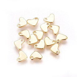 Golden 304 Stainless Steel Charms, Stamping Blank Tag, Heart, Golden, 5.5x7.5x0.9mm, Hole: 1.2mm