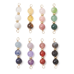 Смешанные камни 8шт 8 стили подвески из натуральных и синтетических смешанных драгоценных камней, круглые звенья из бисера, золотые, смешанные окрашенные и неокрашенные, 32x6.5 мм, отверстие : 2.5 мм, 1 шт / стиль
