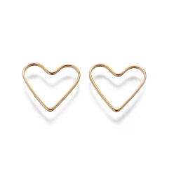 Golden Brass Linking Rings, Valentine's Day Jewelry Accessory, Heart, Plated in Golden, about 13.5mm wide, 12mm long, 1mm thick