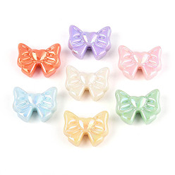 (52) Непрозрачная лаванда Непрозрачные акриловые бусины с УФ-покрытием, радужный, бантом с сердцем, разноцветные, 22.5x28x12 мм, отверстие : 1.8 мм, Около 118 шт / 500 г