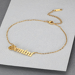 Близнецы 304 браслеты на ногу из нержавеющей стали с цепочкой в виде слова «созвездие» для женщин, золотые, Близнецы, 9-1/8~11 дюйм (230~280 мм)