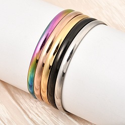 Mixed Color 304 Stainless Steel Plain Bangles for Women Men, Ion Plating(IP), Long-Lasting Plated, Mixed Color, Inner Diameter: 2.68 inch(6.8cm)